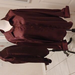 2/$50 Fancy Silky Burgundy Dress Shirt - Size XL (17-17.5 Neck)